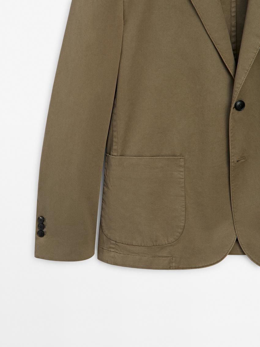 Massimo Dutti Twill With Pocket Details Men Blazer Beige | US-MN1540268
