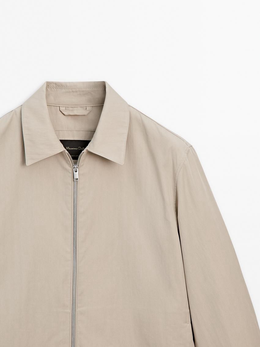 Massimo Dutti Twill With Zip Men Jacket Beige | US-OC0938154