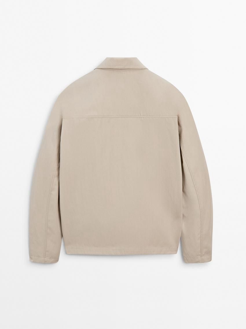 Massimo Dutti Twill With Zip Men Jacket Beige | US-OC0938154