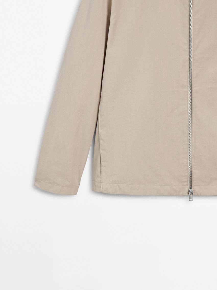Massimo Dutti Twill With Zip Men Jacket Beige | US-OC0938154