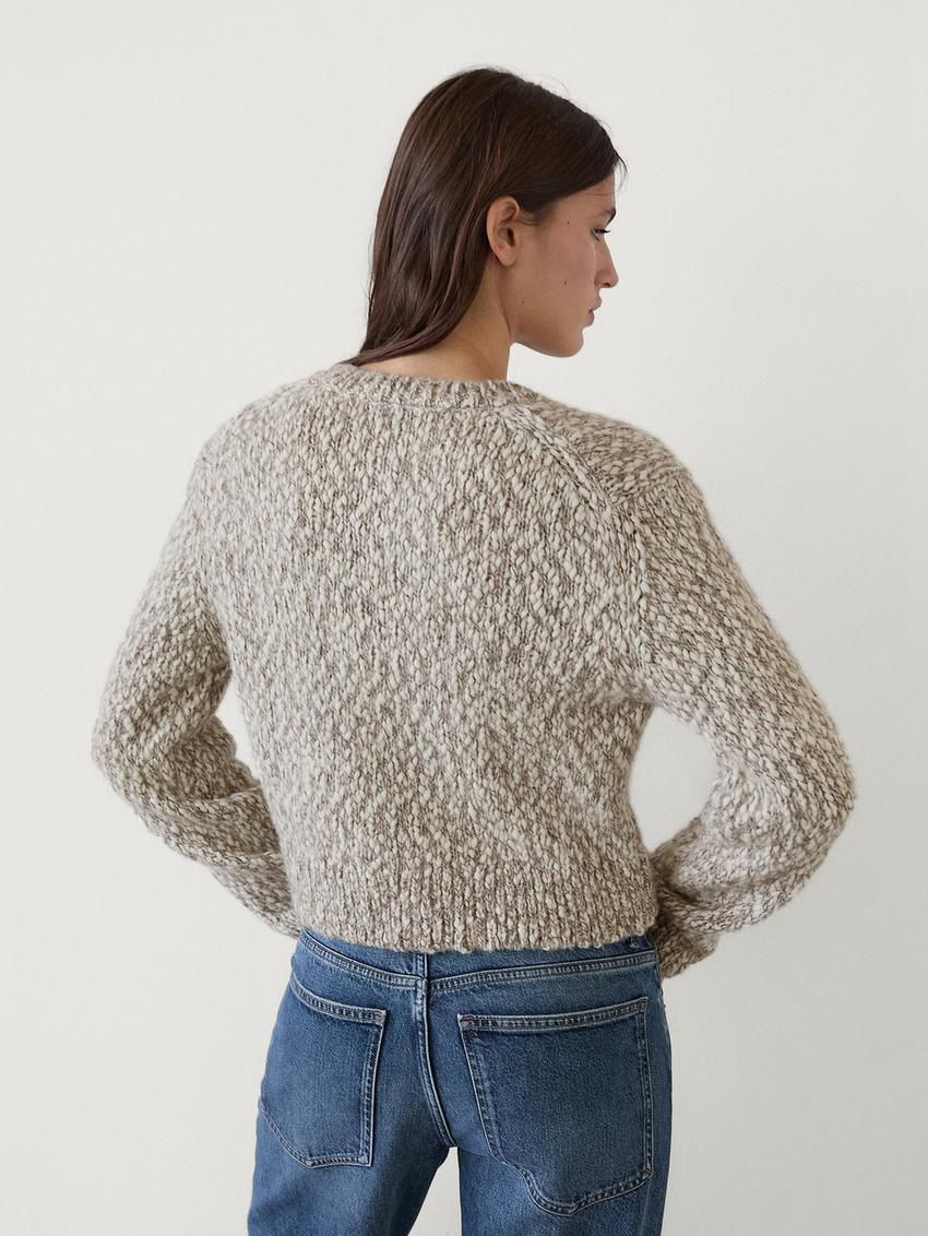 Massimo Dutti Twisted Yarn Knit With Buttons Women Cardigan Washed | US-BD8913274