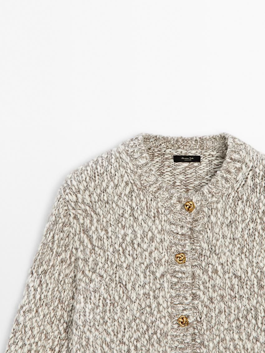 Massimo Dutti Twisted Yarn Knit With Buttons Women Cardigan Washed | US-BD8913274
