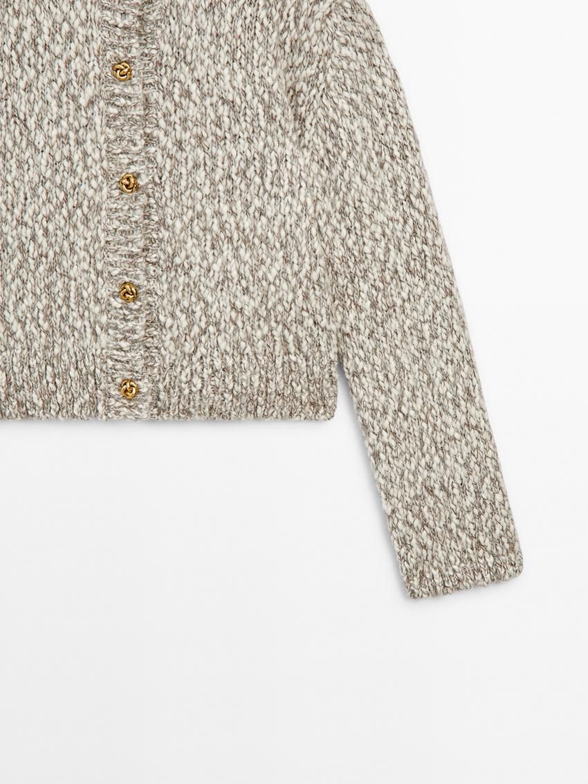 Massimo Dutti Twisted Yarn Knit With Buttons Women Cardigan Washed | US-BD8913274