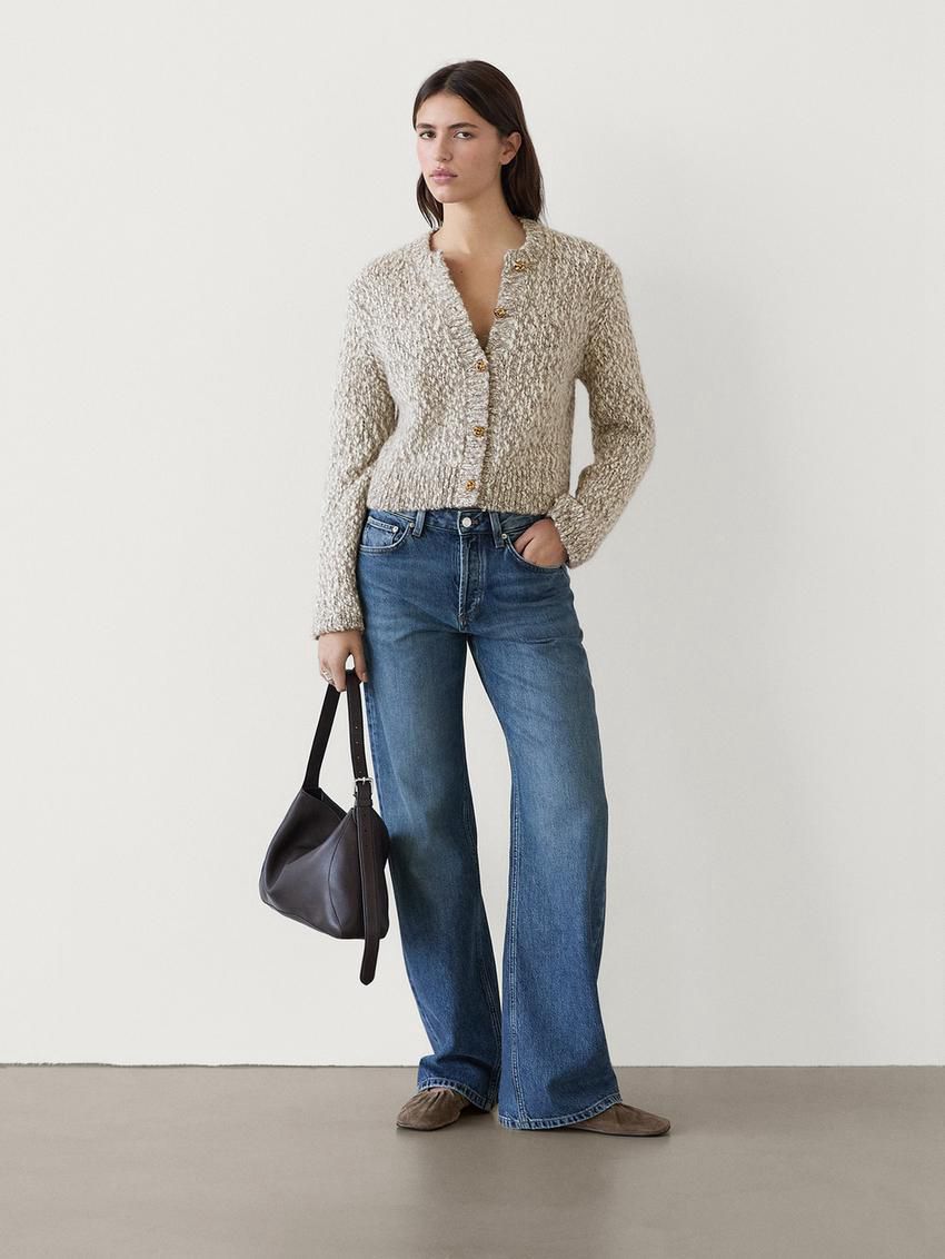 Massimo Dutti Twisted Yarn Knit With Buttons Women Cardigan Washed | US-BD8913274