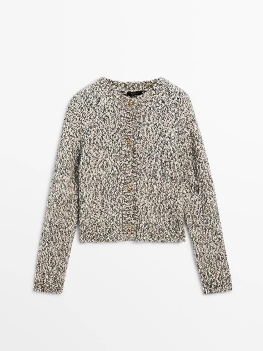 Massimo Dutti Twisted Yarn Knit With Buttons Women Cardigan Grey | US-XO0764812