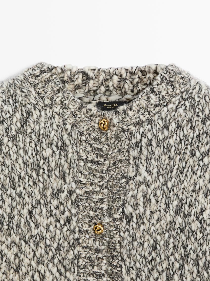 Massimo Dutti Twisted Yarn Knit With Buttons Women Cardigan Grey | US-XO0764812