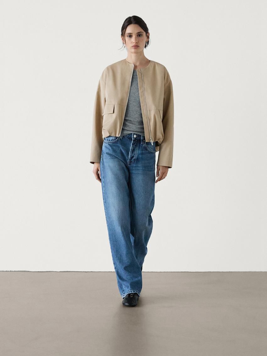 Massimo Dutti Utility Women Bomber Jacket Light Brown | US-IL9348702