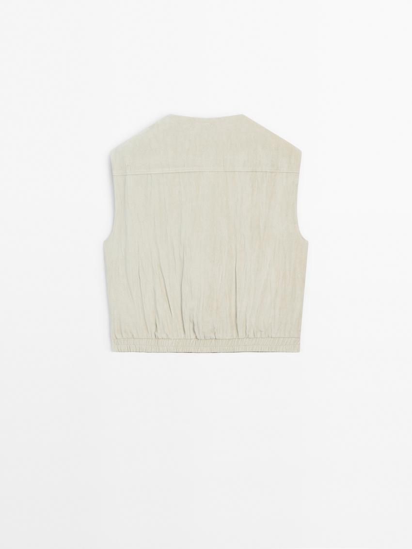 Massimo Dutti Velvet Bomber Women Vest Cream | US-VJ4923615