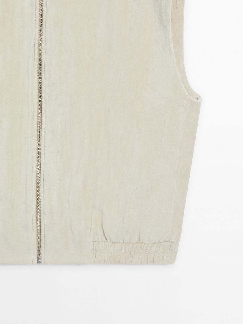 Massimo Dutti Velvet Bomber Women Vest Cream | US-VJ4923615