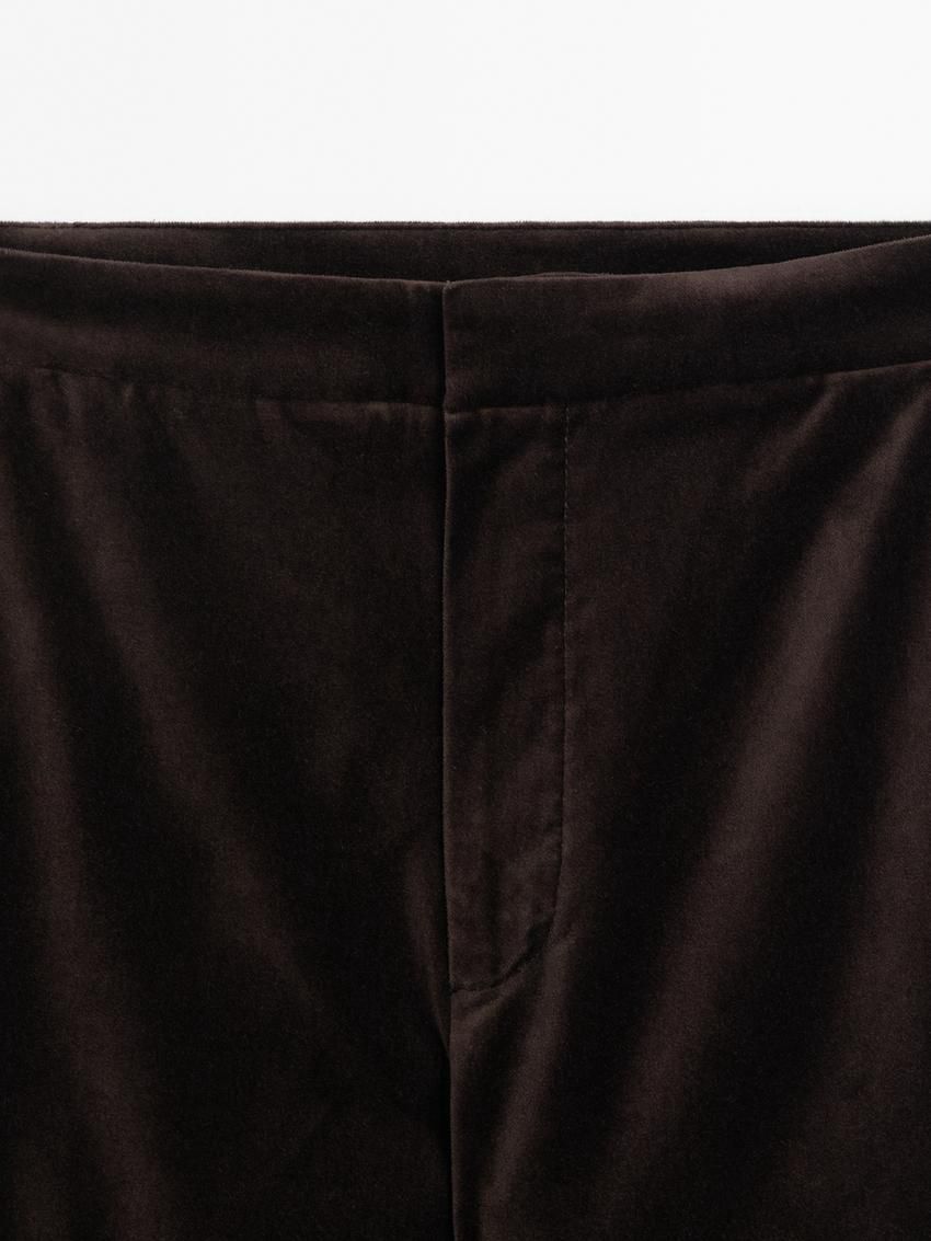Massimo Dutti Velvet Flared Women Trousers Chocolate | US-TQ5802749