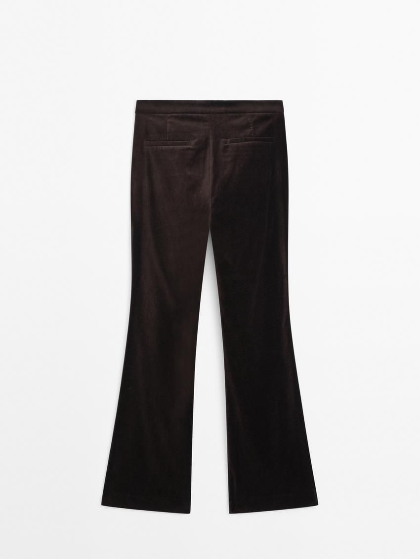 Massimo Dutti Velvet Flared Women Trousers Chocolate | US-TQ5802749