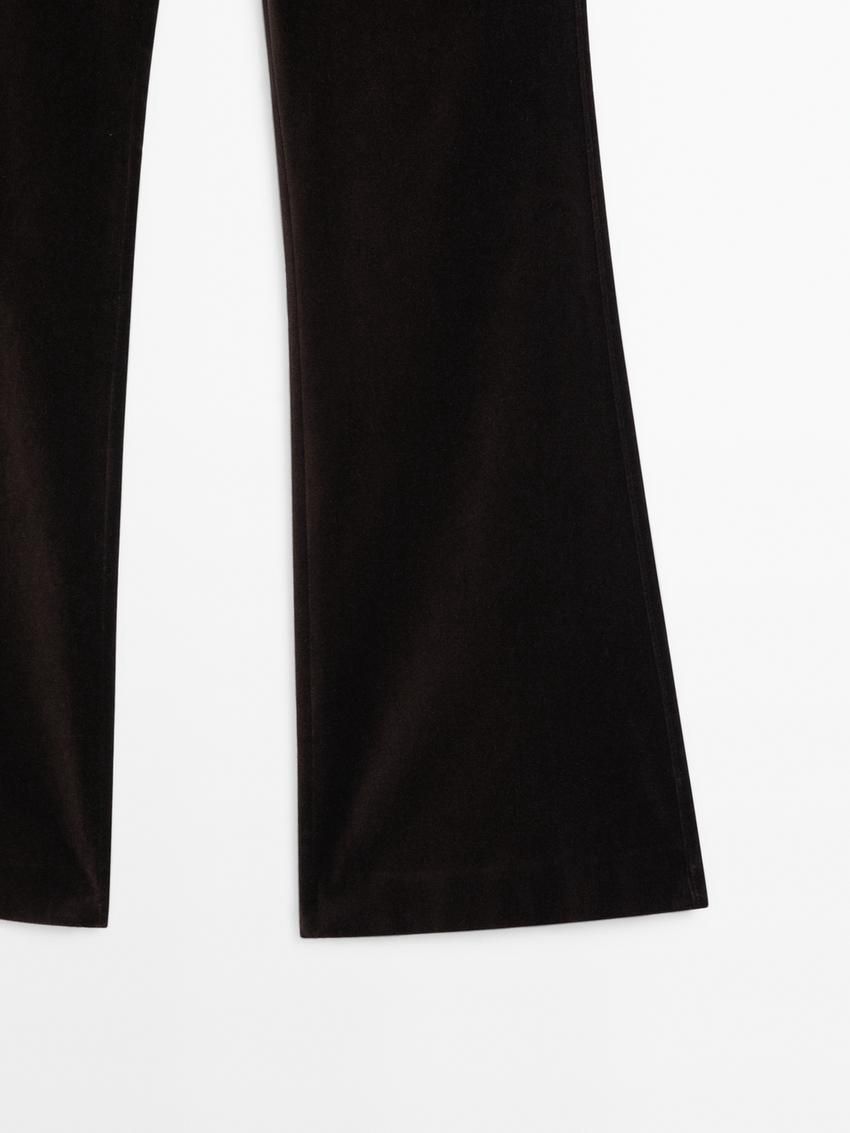 Massimo Dutti Velvet Flared Women Trousers Chocolate | US-TQ5802749