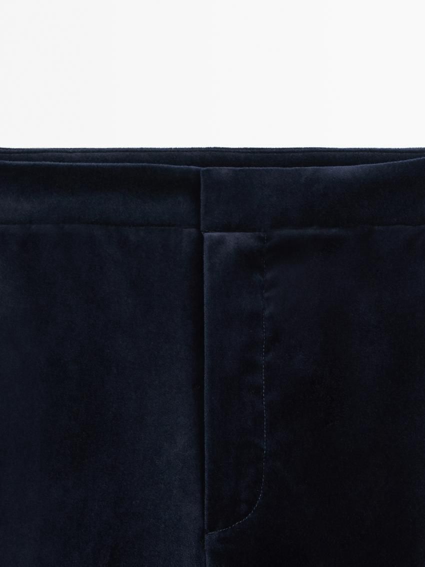 Massimo Dutti Velvet Flared Women Trousers Navy | US-WQ3694502