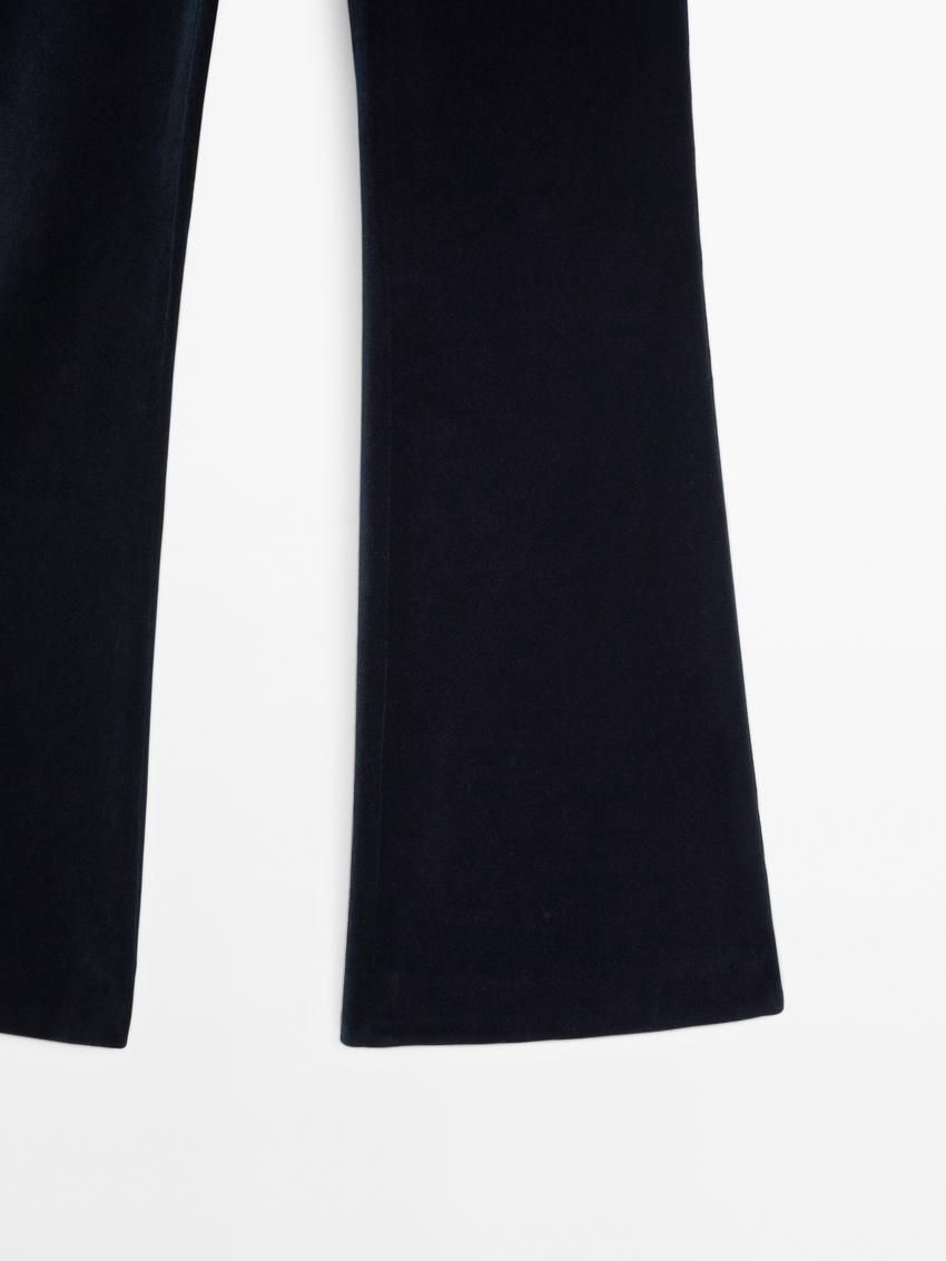 Massimo Dutti Velvet Flared Women Trousers Navy | US-WQ3694502