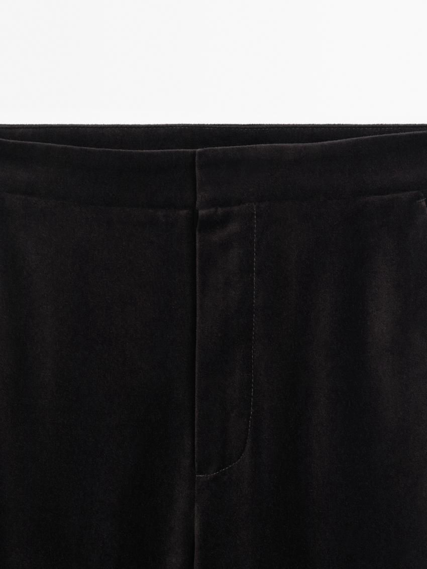 Massimo Dutti Velvet Flared Women Trousers Black | US-FB5394721