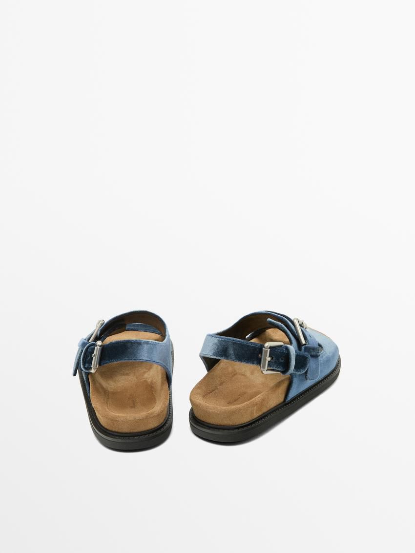 Massimo Dutti Velvet With Buckles Women Sandals Blue | US-CV6521470