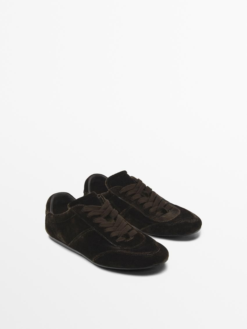 Massimo Dutti Velvet Women Sneakers Dark Brown | US-ZU4260351
