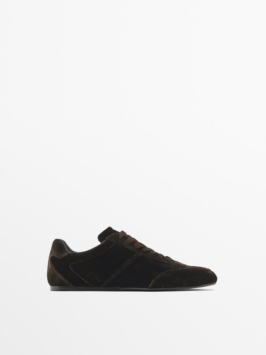 Massimo Dutti Velvet Women Sneakers Dark Brown | US-ZU4260351