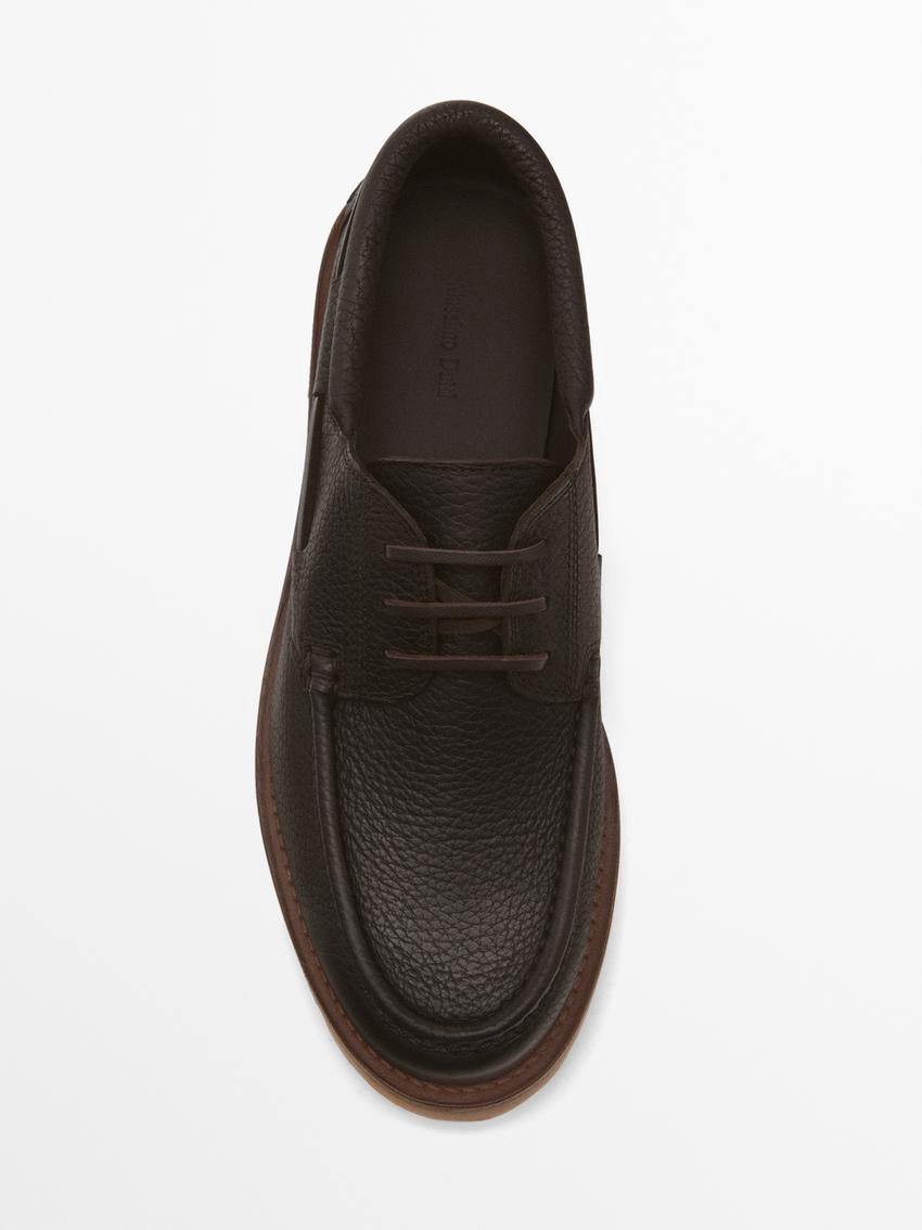 Massimo Dutti Vibram Nappa Men Boat Shoes Dark Brown | US-CH9605381