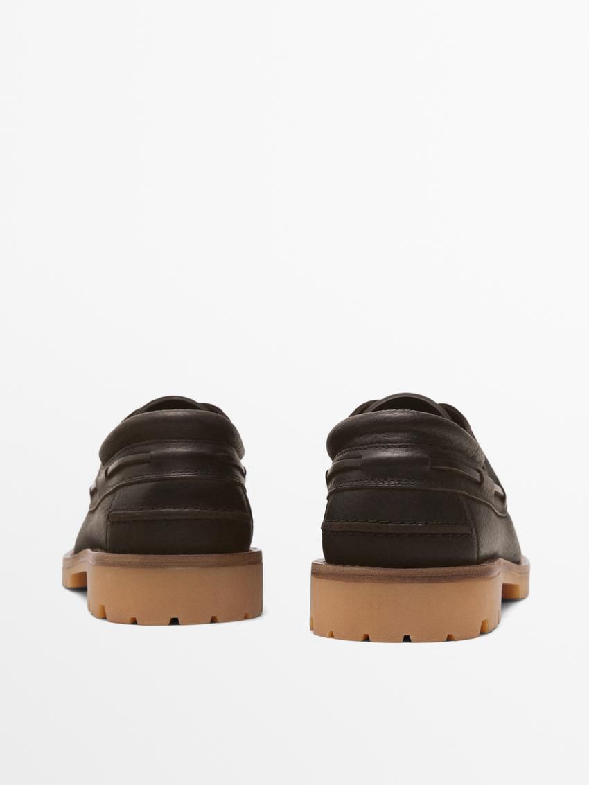 Massimo Dutti Vibram Nappa Men Boat Shoes Dark Brown | US-CH9605381