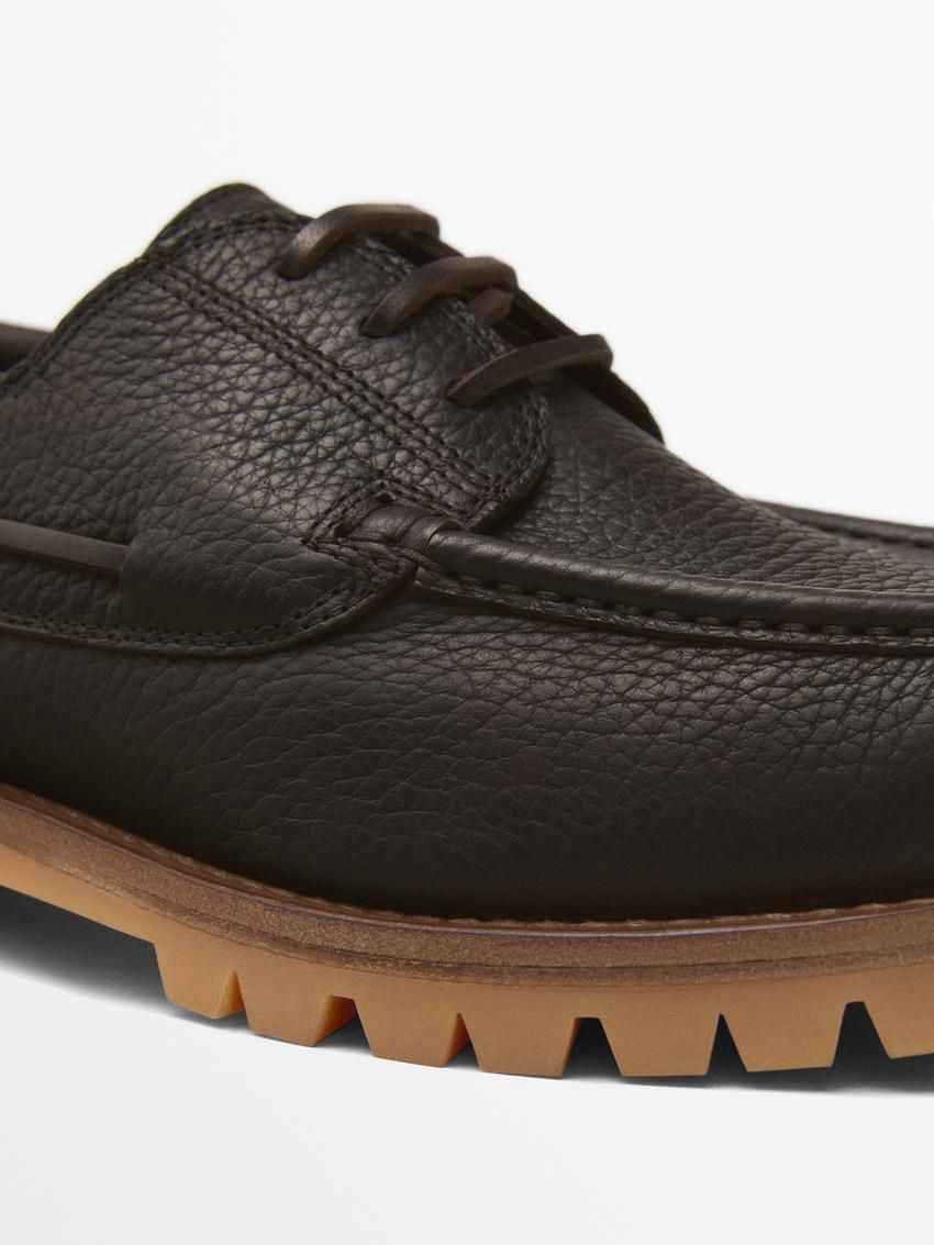Massimo Dutti Vibram Nappa Men Boat Shoes Dark Brown | US-CH9605381