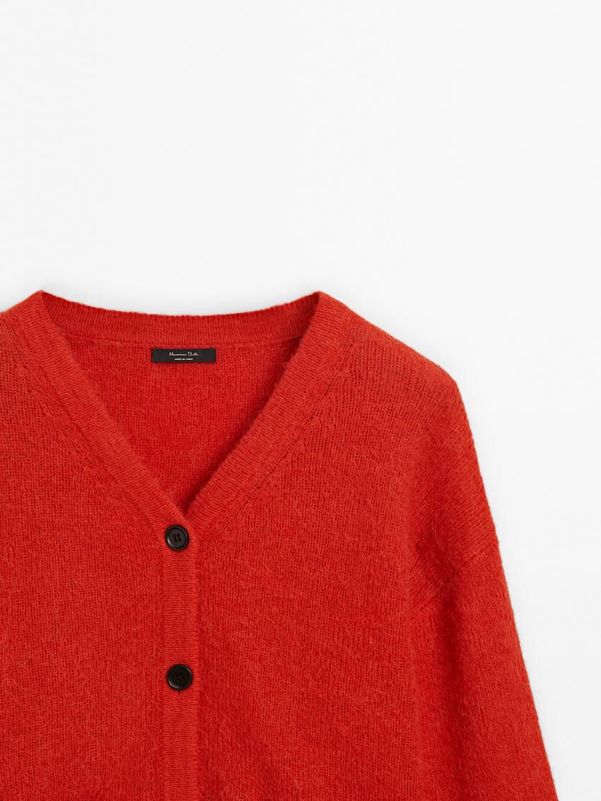 Massimo Dutti V-neck Alpaca Blend Women Cardigan Red | US-QD5410786