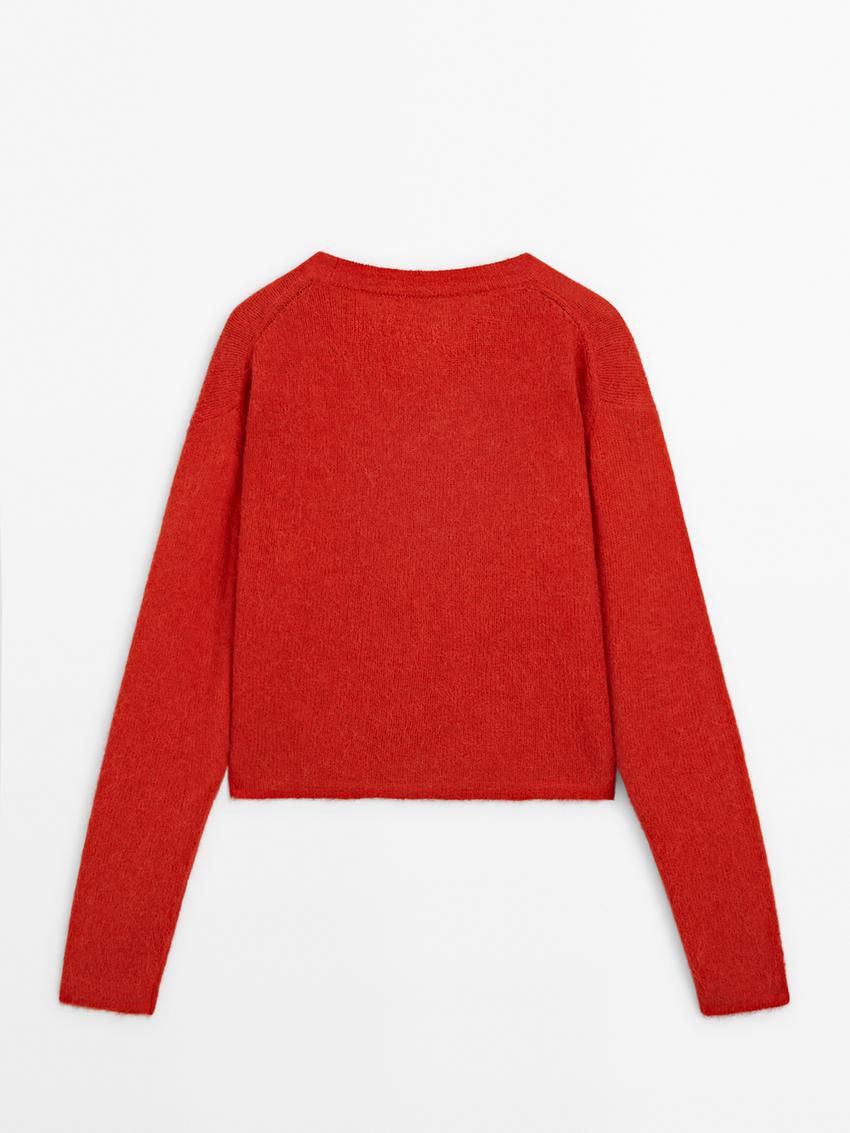 Massimo Dutti V-neck Alpaca Blend Women Cardigan Red | US-QD5410786