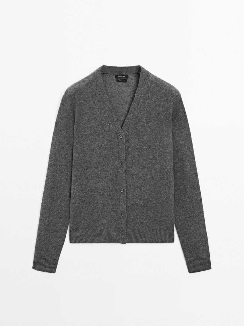 Massimo Dutti V-neck Cashmere Women Cardigan Grey | US-WQ4309785