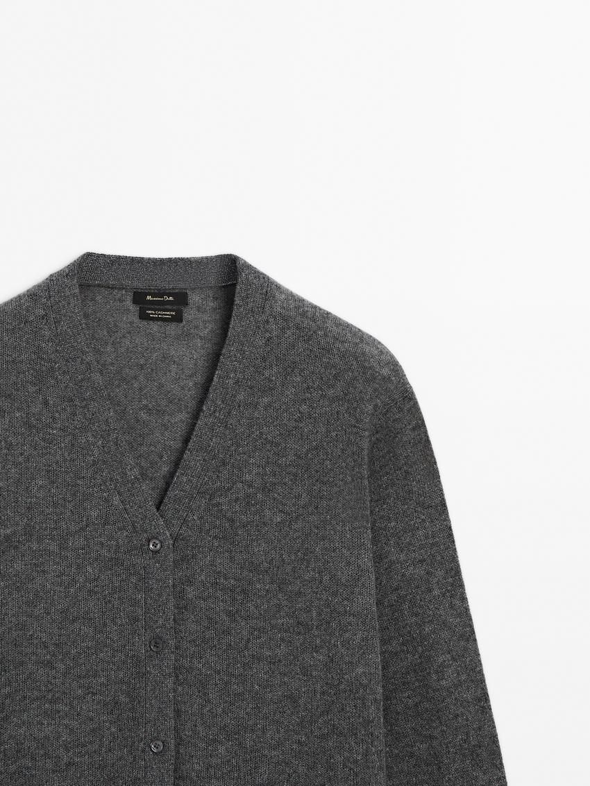 Massimo Dutti V-neck Cashmere Women Cardigan Grey | US-WQ4309785