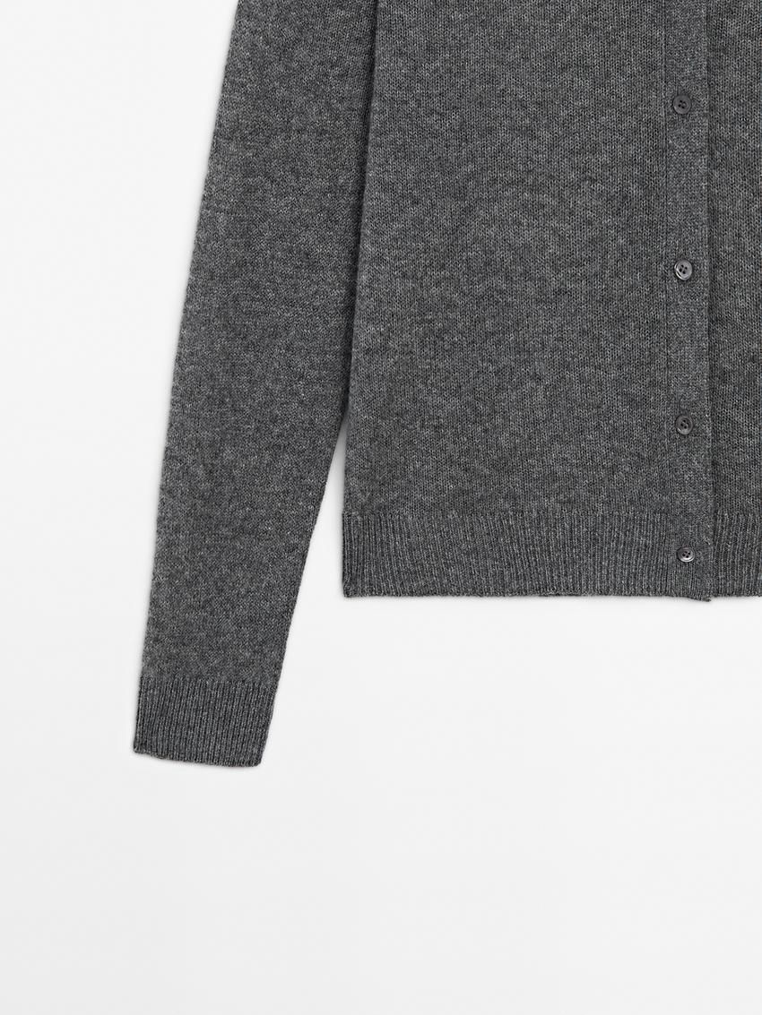 Massimo Dutti V-neck Cashmere Women Cardigan Grey | US-WQ4309785