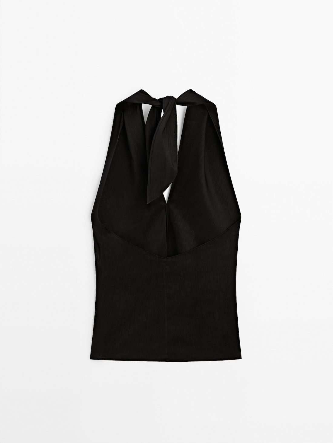 Massimo Dutti V-neck Stretch Halter Women Top Black | US-GE3870461