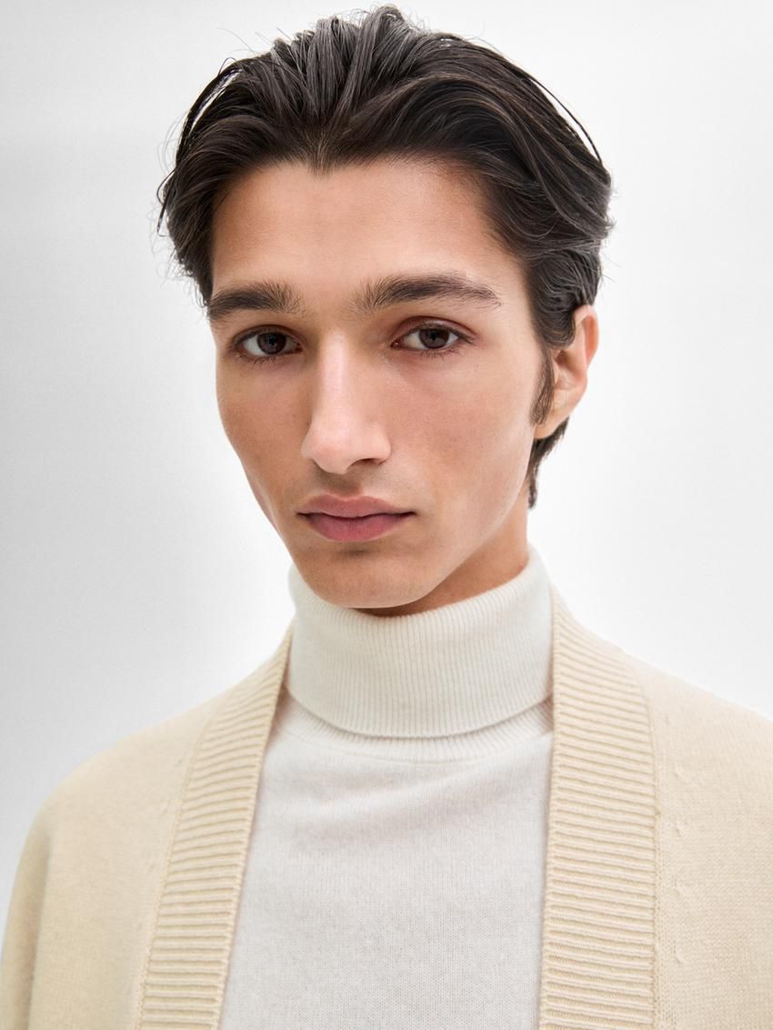 Massimo Dutti V-neck Wool Men Cardigan Beige | US-QC7036182