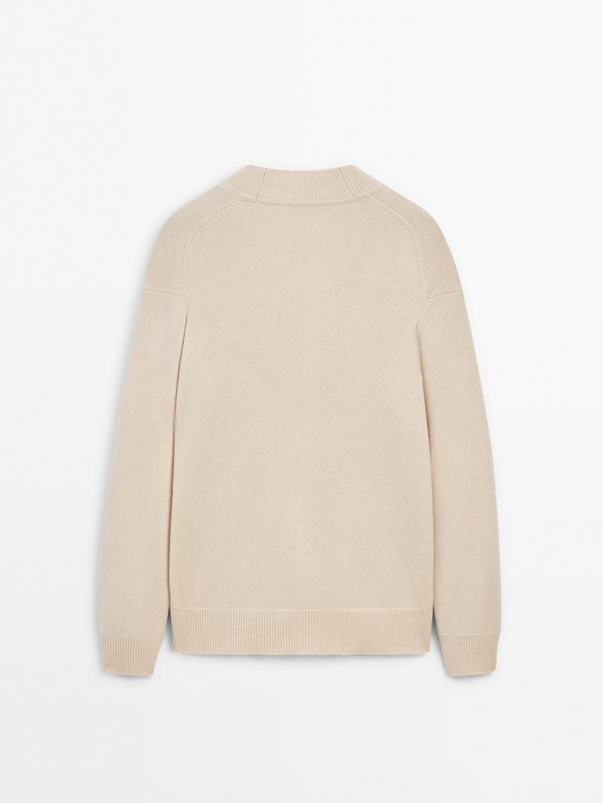 Massimo Dutti V-neck Wool Men Cardigan Beige | US-QC7036182