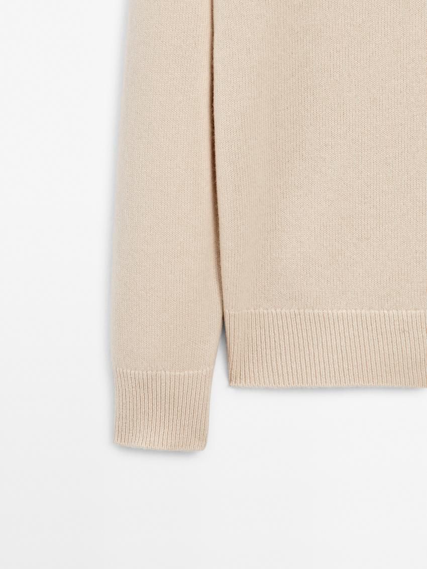 Massimo Dutti V-neck Wool Men Cardigan Beige | US-QC7036182