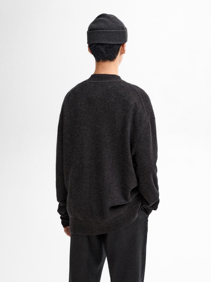Massimo Dutti V-neck Wool Men Cardigan Dark Grey | US-ZJ6547093