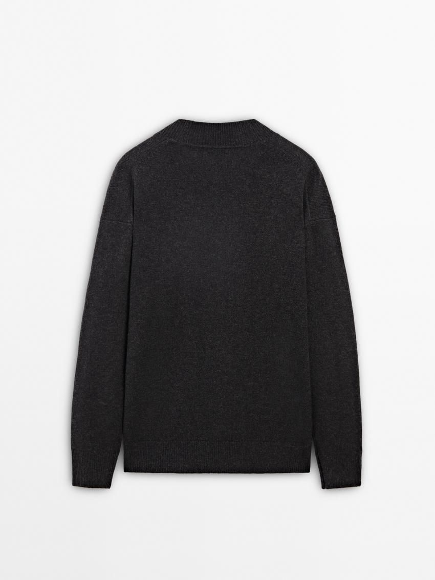 Massimo Dutti V-neck Wool Men Cardigan Dark Grey | US-ZJ6547093