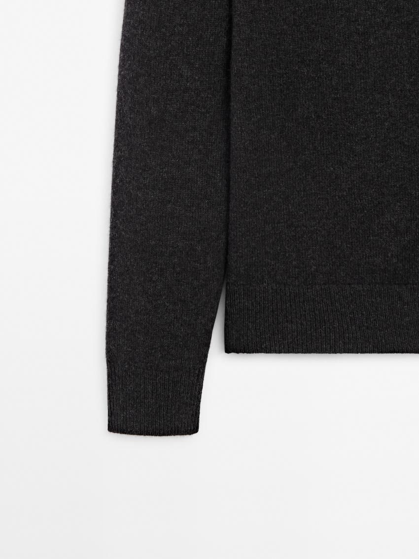 Massimo Dutti V-neck Wool Men Cardigan Dark Grey | US-ZJ6547093