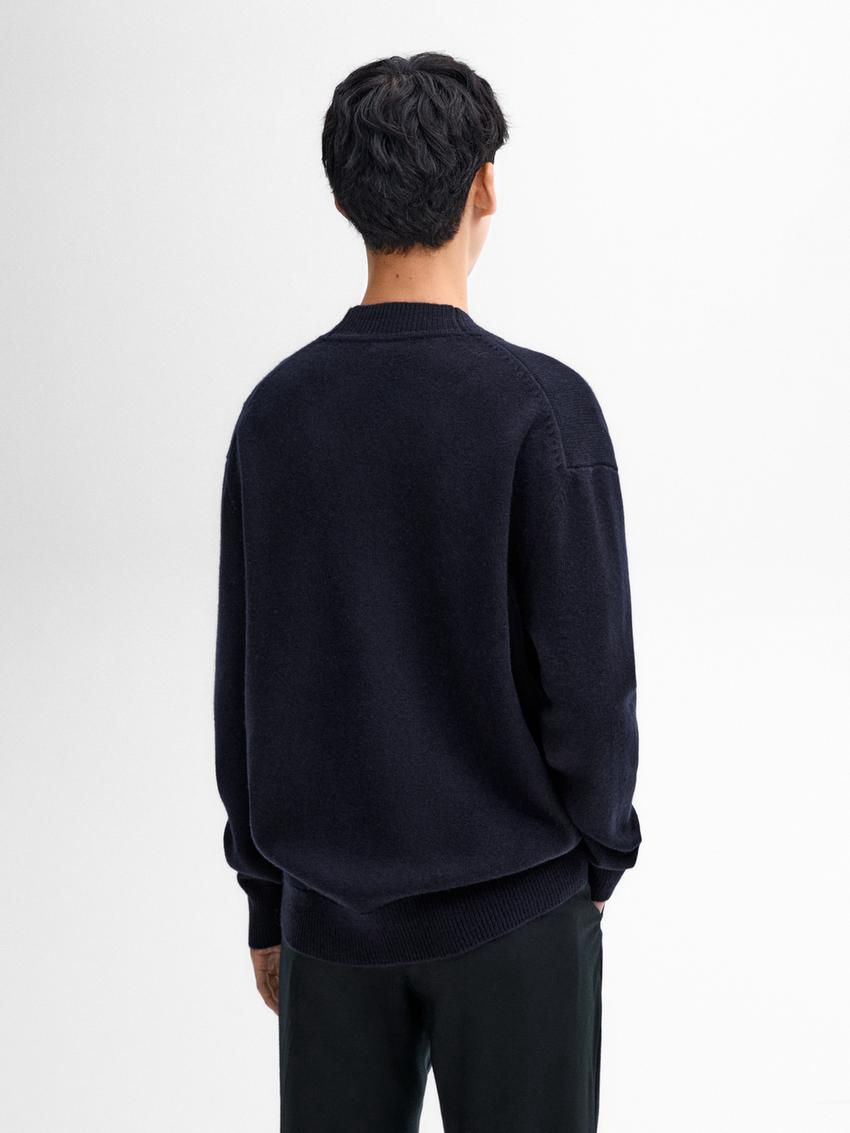 Massimo Dutti V-neck Wool Men Cardigan Navy | US-IJ5289160