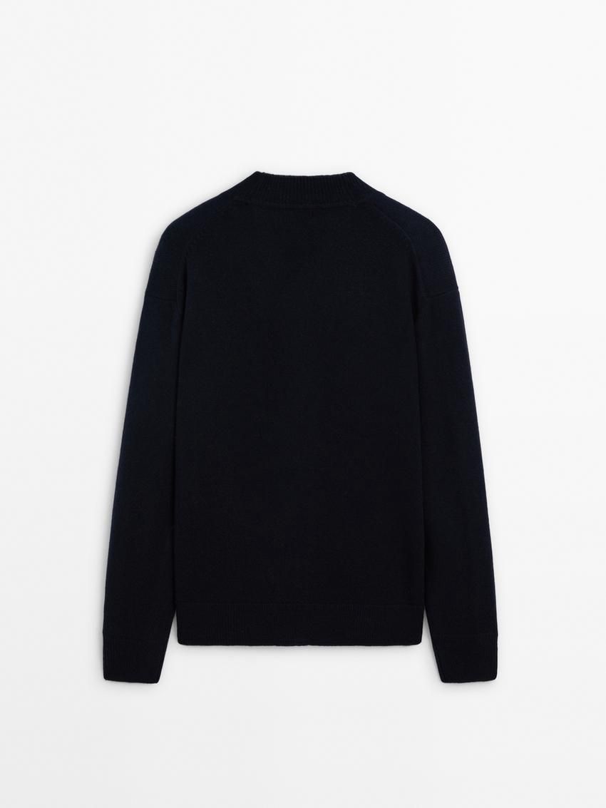 Massimo Dutti V-neck Wool Men Cardigan Navy | US-IJ5289160