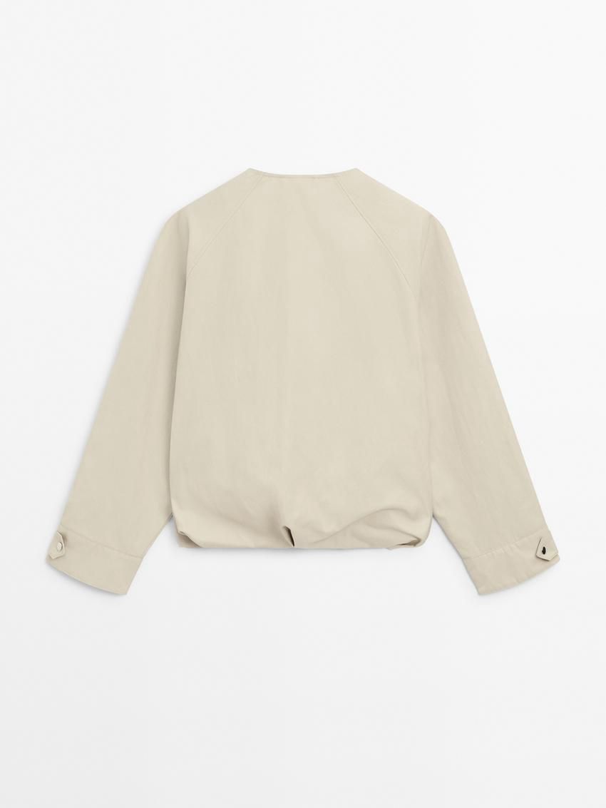 Massimo Dutti Voluminous Back Women Bomber Jacket Cream | US-BO7284015