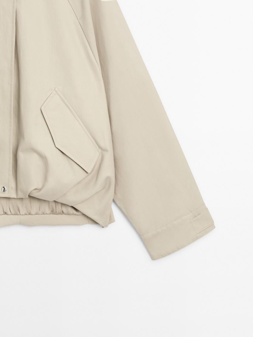 Massimo Dutti Voluminous Back Women Bomber Jacket Cream | US-BO7284015