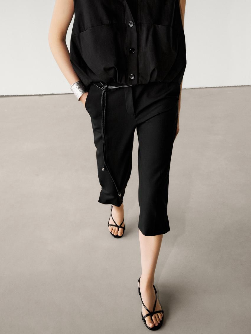 Massimo Dutti Voluminous With Opening And Buttons Women Vest Black | US-VN8306251
