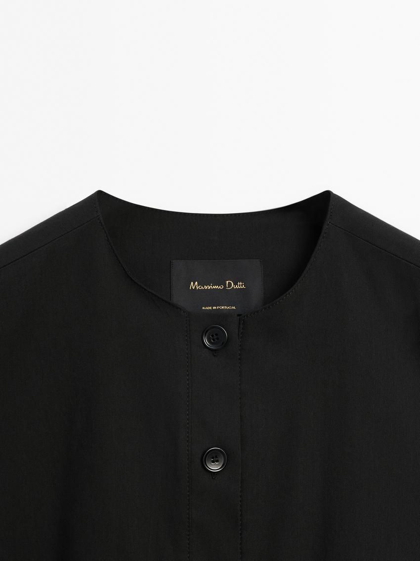 Massimo Dutti Voluminous With Opening And Buttons Women Vest Black | US-VN8306251