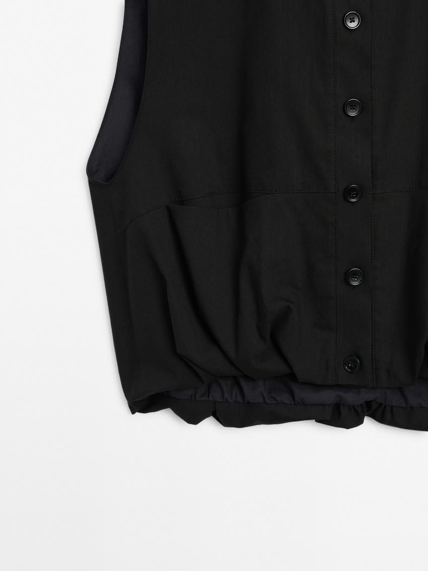 Massimo Dutti Voluminous With Opening And Buttons Women Vest Black | US-VN8306251