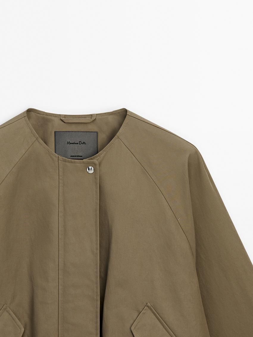 Massimo Dutti Voluminouswith Pockets Women Bomber Jacket Olive | US-DL5318049