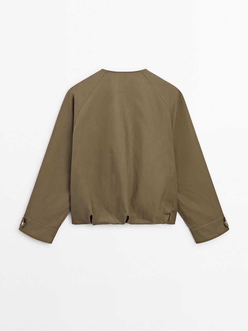 Massimo Dutti Voluminouswith Pockets Women Bomber Jacket Olive | US-DL5318049