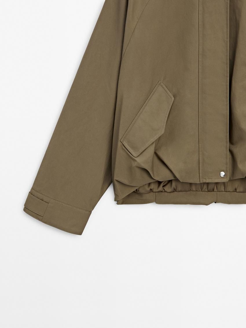 Massimo Dutti Voluminouswith Pockets Women Bomber Jacket Olive | US-DL5318049
