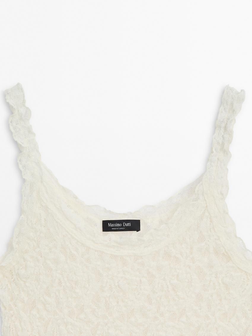 Massimo Dutti Waffle-knit Strappy Women Top Cream | US-EB3427506