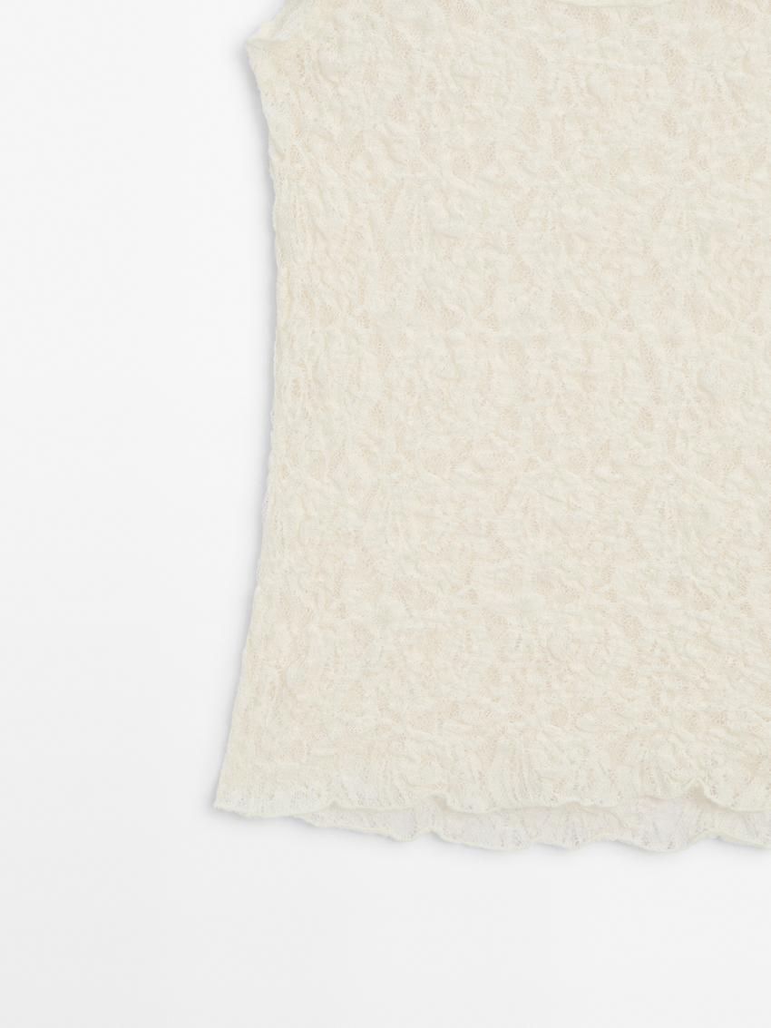 Massimo Dutti Waffle-knit Strappy Women Top Cream | US-EB3427506