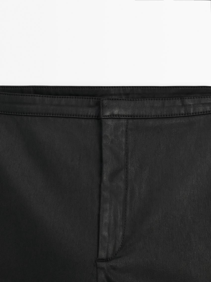 Massimo Dutti Waxed Flare Fit Cropped Women Trousers Black | US-PW5698174